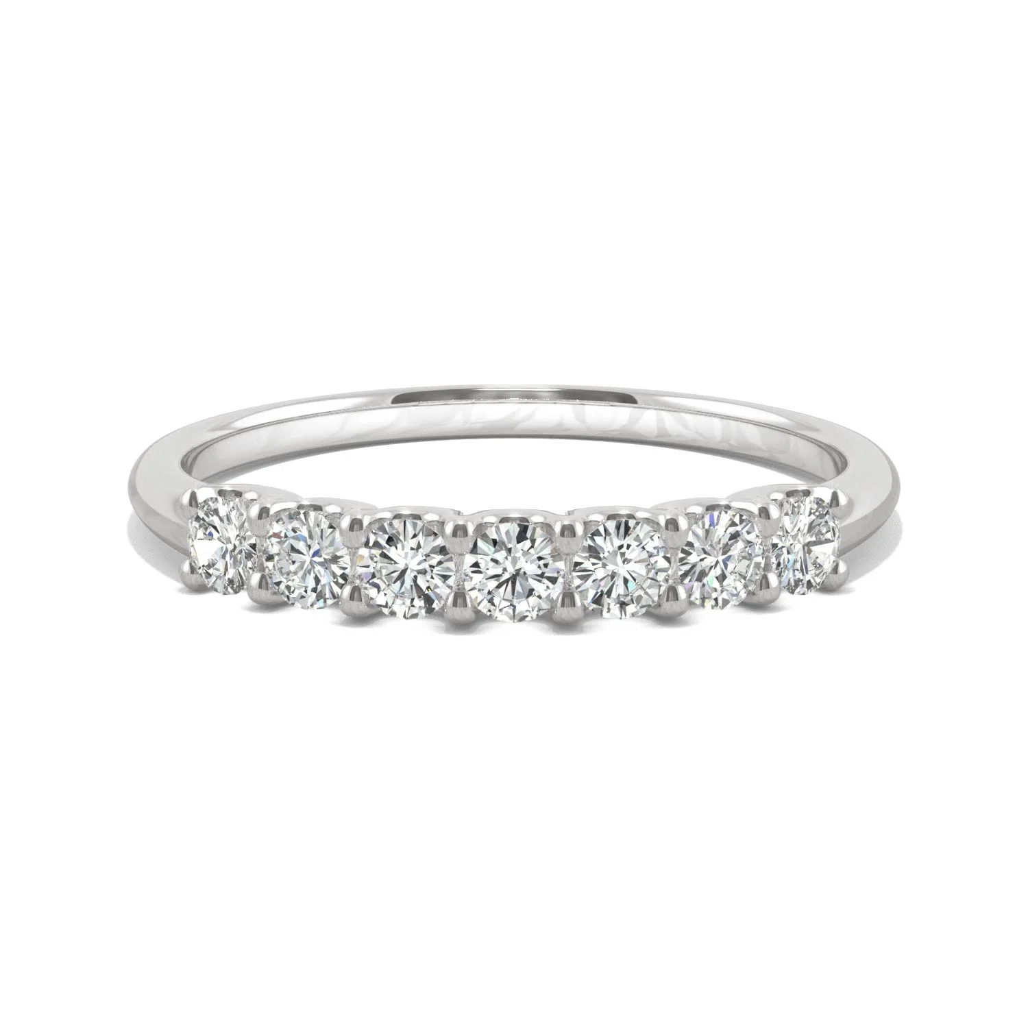 14K White Gold Moissanite by Charles & Colvard Seven Stone Anniversary Band 0.42 DEW