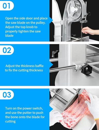 1500W Electric Bone Saw Machine, 0.8-5.9 Inch Cutting Thickness,2.6HP Frozen Meat Cutter 110V Commercial Bandsaw Machine