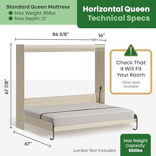 DIY Murphy Bed Kit Queen Vertical | Murphy Bed Hardware for Wall Cabinet, Vertical Queen Frame, Deluxe Mechanism Kit with Bonus Tools