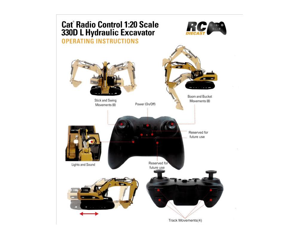 Diecast Masters DCM28001 Cat 1/20 Scale RC 330d Excavator