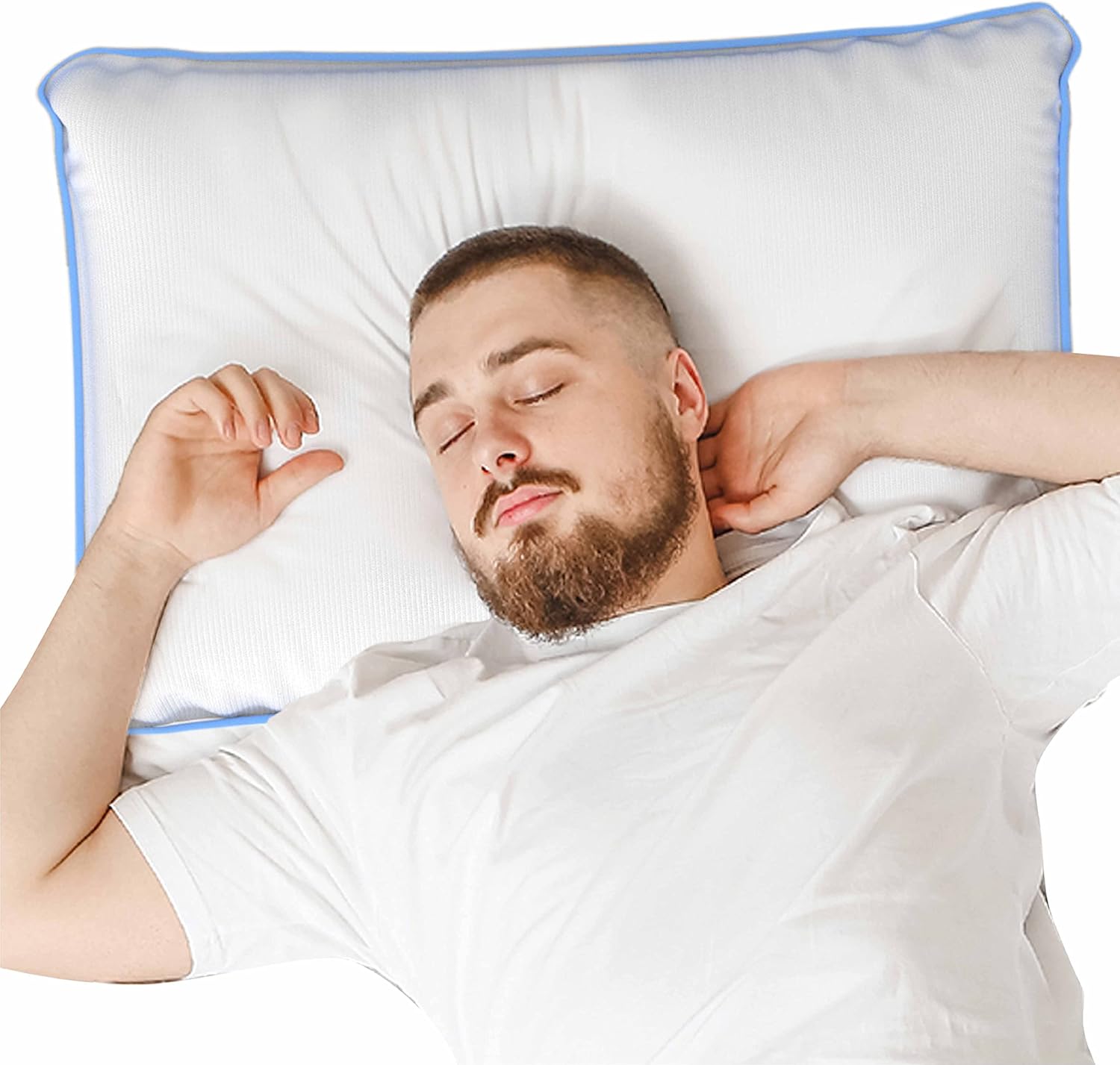 SINOMAX Hybrid Memory Foam Pillow | Ergonomic Medium Firm Pillow for Side and Back Sleepers | with Breathable Hypoallergenic Pillowcase | 24 x 16