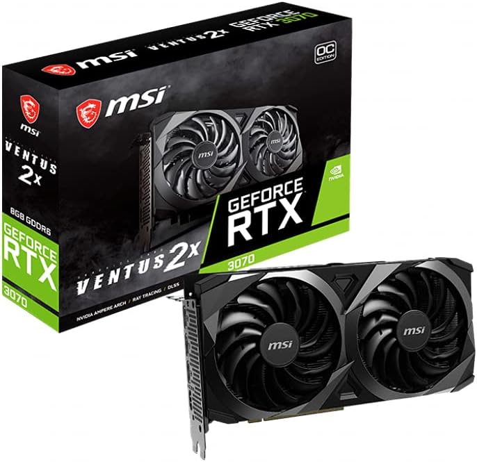 MSI Gaming GeForce RTX 3070 Ventus 2X 8G OC LHR 8GB GDRR6 256-Bit HDMI/DP Nvlink Torx Fan 2 Graphics Card for PC Gaming, NVIDIA GPU Video Card