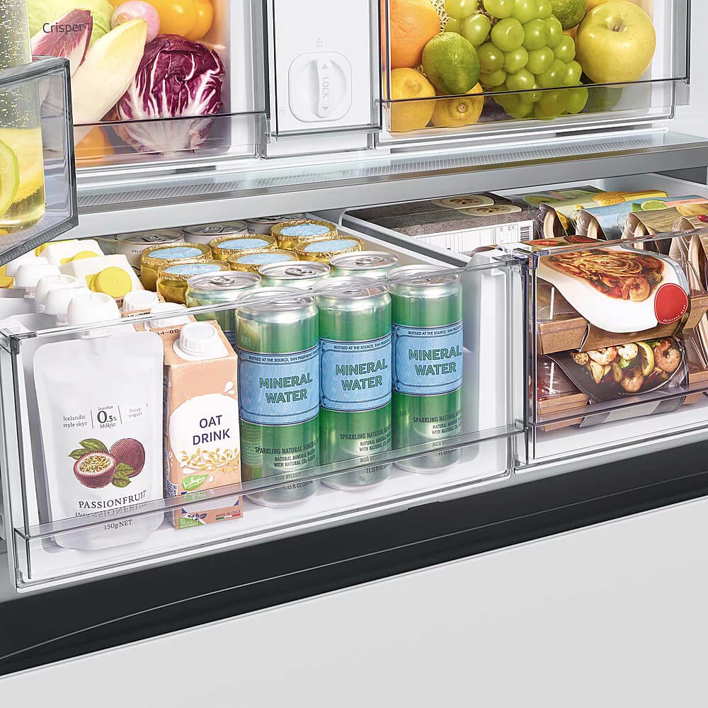 Samsung RF24BB620012 24 Cu. Ft. Bespoke White Glass 3-Door French Door Counter-Depth Refrigerator