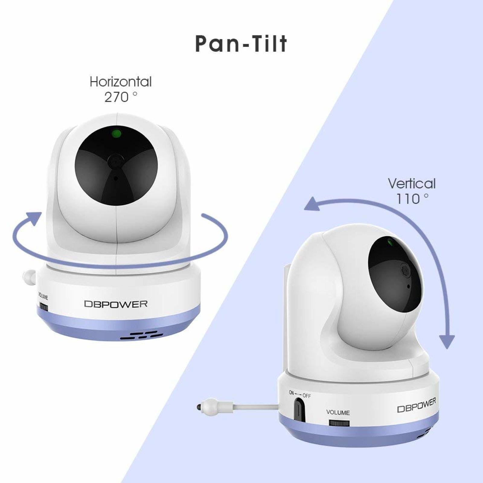 Dbpower Video Baby Monitor with 4.3x22 LCD Screen, 270 pan-tilt-zoom,