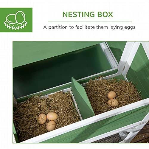 PawHut 49" Small Chicken Coop Hen House with Garden Space, Chicken House Outdoor Run Cage with Weather Protection, 2-4 Birds, Green