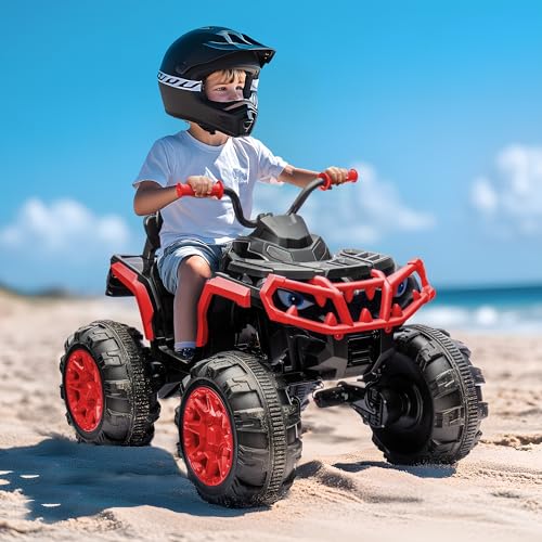 Shark Kids ATV 4 Wheeler, 24V 4WD Electric ATV Ride On Toy for Big Kids, 4X200W Motor, 5.6Mph Max Speed - Green