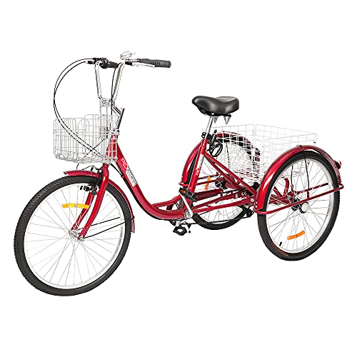 PEXMOR Adult Tricycle 7 Speed, 24/26 Inch 3 Wheel Bikes Tricycle for Adults, Adult Trike for Women/Men/Seniors