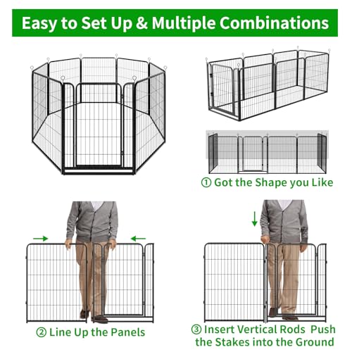 Dog Playpen Outdoor Extra Wide 12 Panels Heavy Duty Anti-Rust Coating-Strengthened Dog Fence 40" Height with Doors Portable for RV Camping Yard