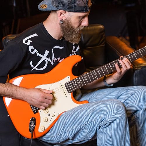 AKLOT Stryde Electric Guitar with Coil-Split: Roasted Maple Neck, Flame Maple Graphic Top, HSS Ceramic Pickups, Beginner Guitar Kit with 10W Amp