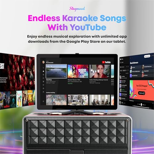 Karaoke Machine for Adults, with Lyrics Display, Smart Portable Big Bluetooth Speaker 2 Wireless Microphones