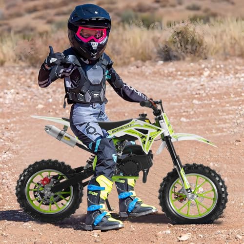 Kids dirt bike - 49cc Dirt Bikes Gas Mini Bike Kids Motorcycle, Upgrade Pit Bike Mini Motorcycle for kids, Off Road Tires, Front Rear Disc Brakes