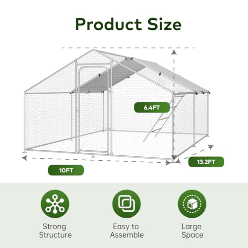 Large Metal Chicken Coop with Waterproof and UV-Resistant Cover