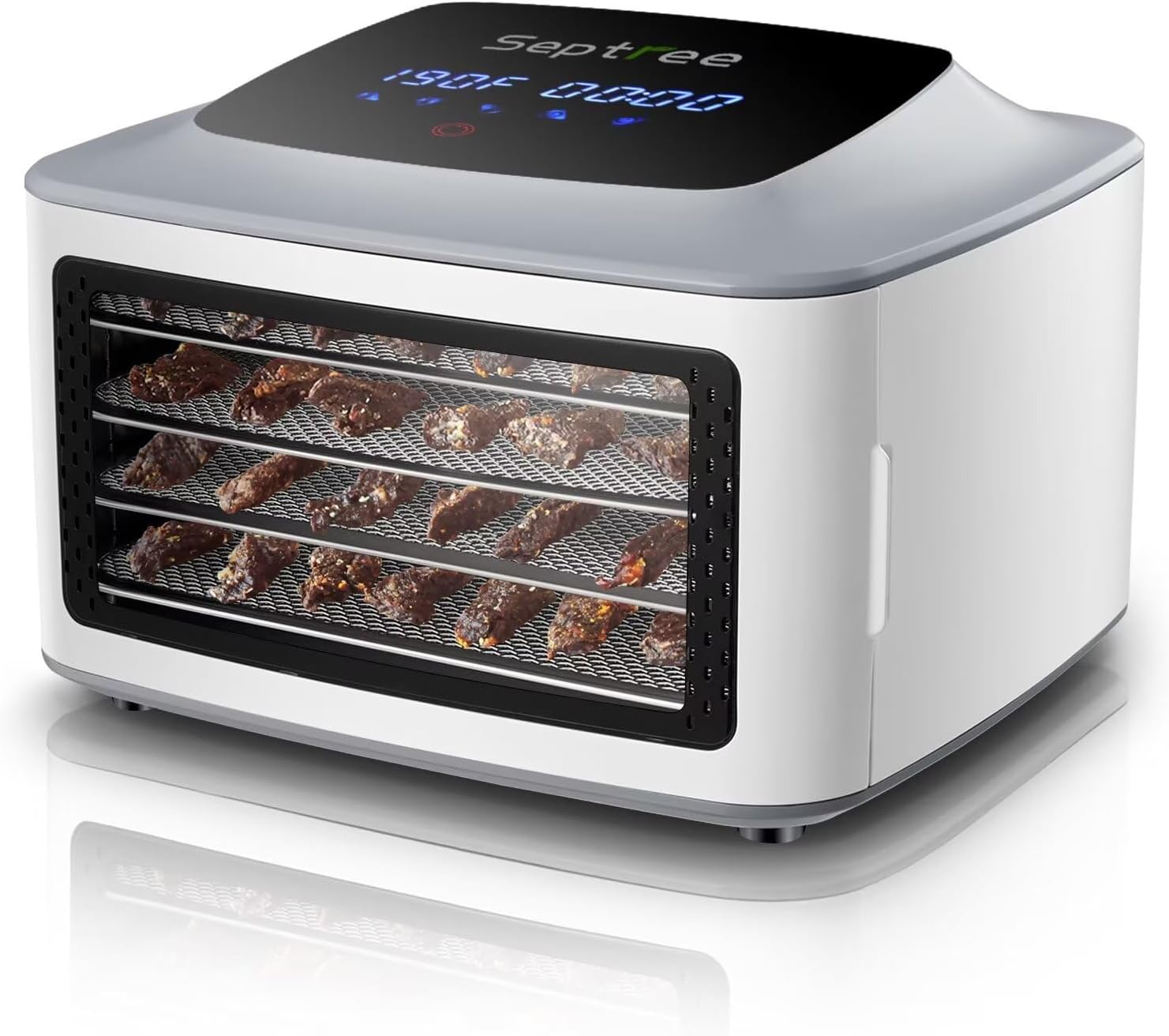 Upgraded 4-layer Food Dehydrator for Jerky, Stainless Steel Trays Food Dryer Machine with Deluxe Accessories Kit, 400W 190°F Temp and Timer Control