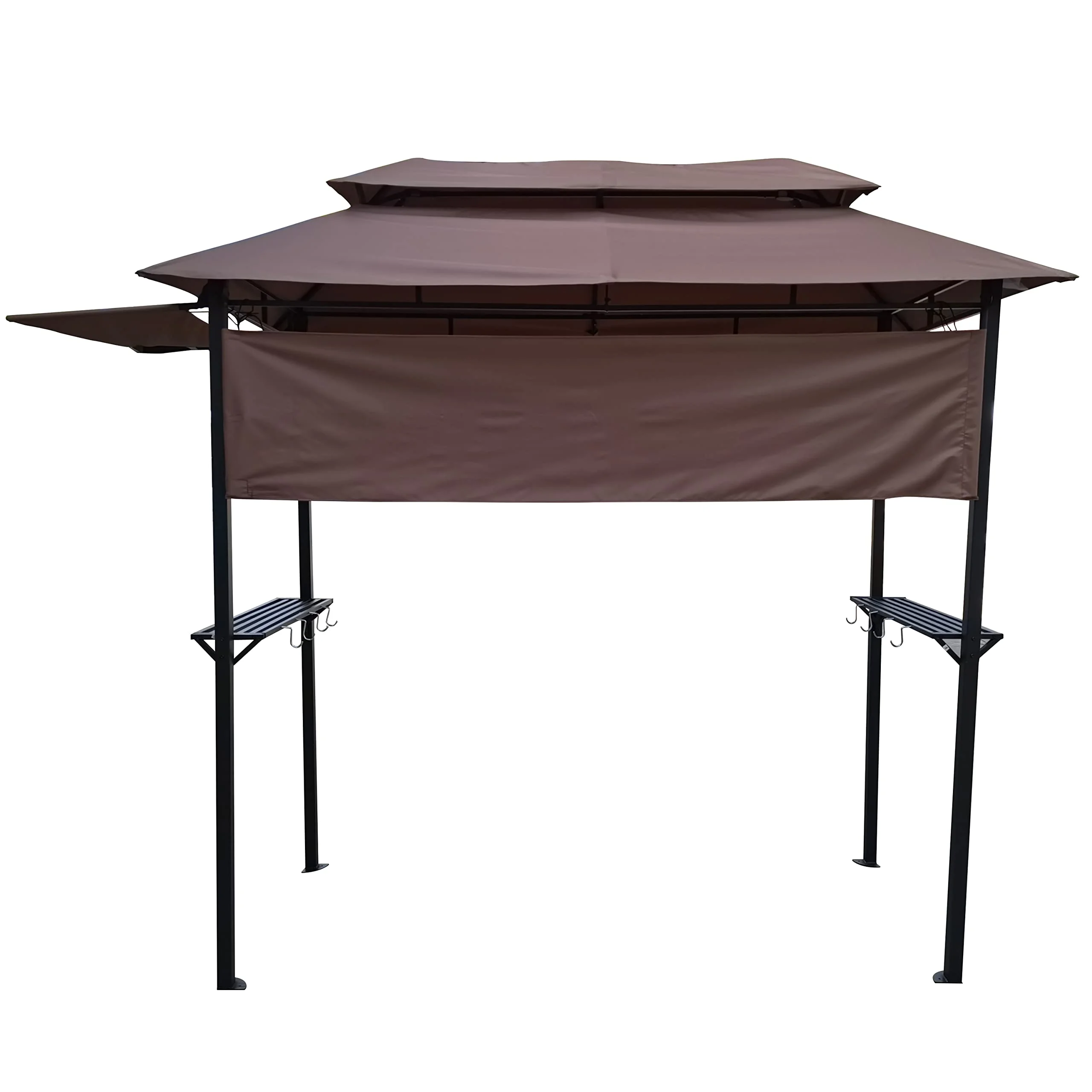 8'x4' Grill Gazebo Canopy, Grill Tent for Outdoor Grill, Double Tiered BBQ Gazebo with Two Extra Shadow, Two Shelves, Eight Hooks