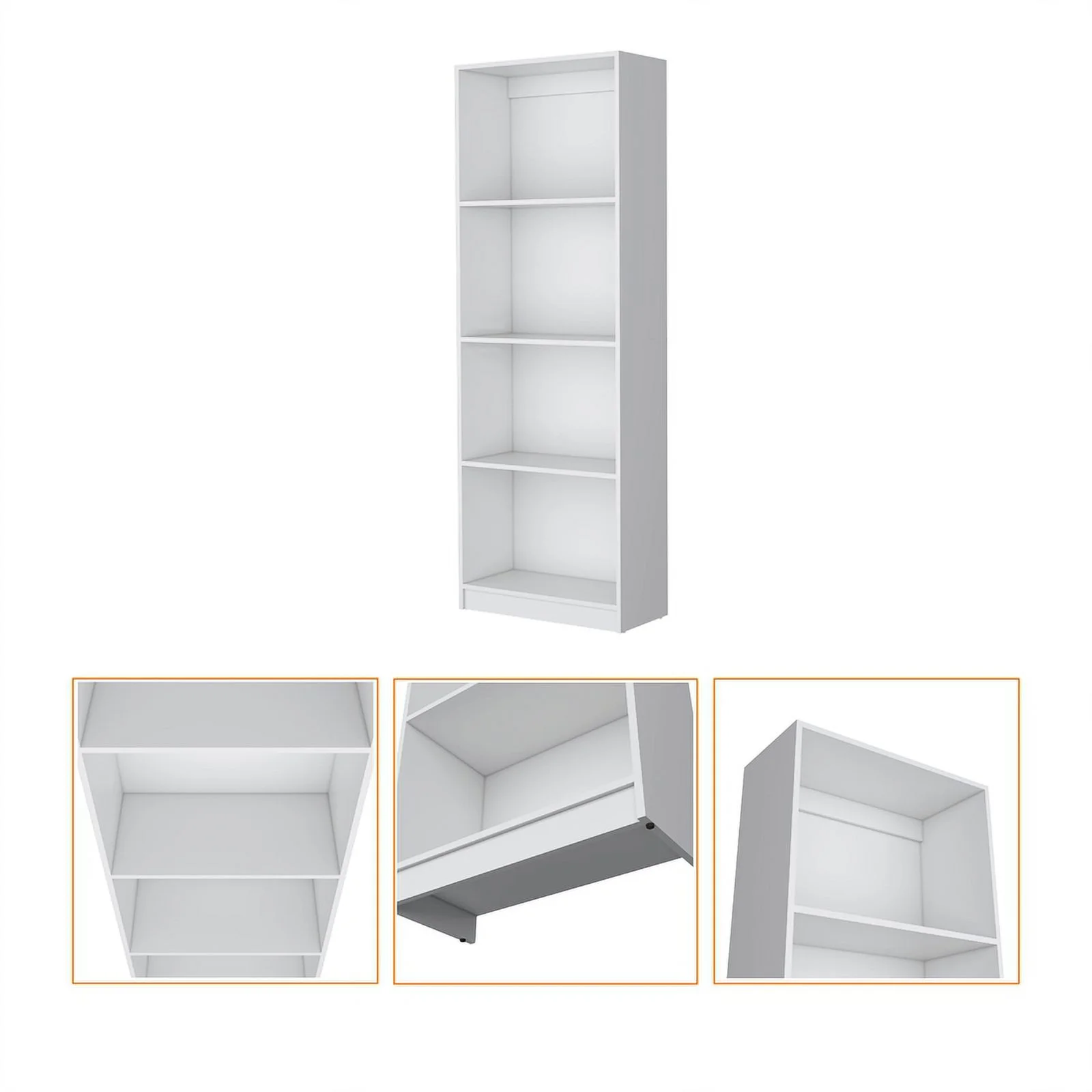 Home Square 2-Piece Set with Computer Desk and Wood Bookcase in White