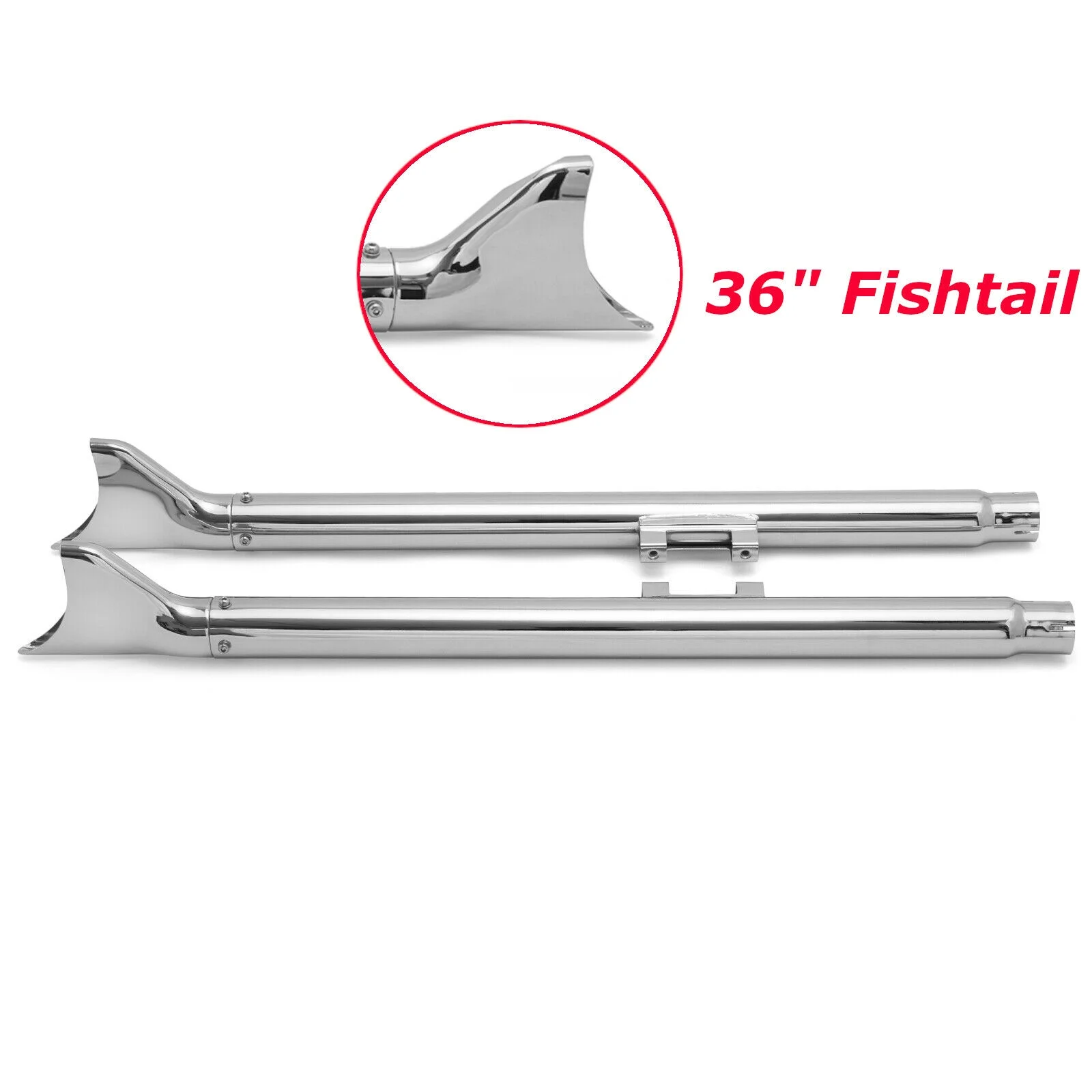 36" Slip on Fishtail Mufflers Exhaust Pipes for Harley Softail Fat Boy Heritage