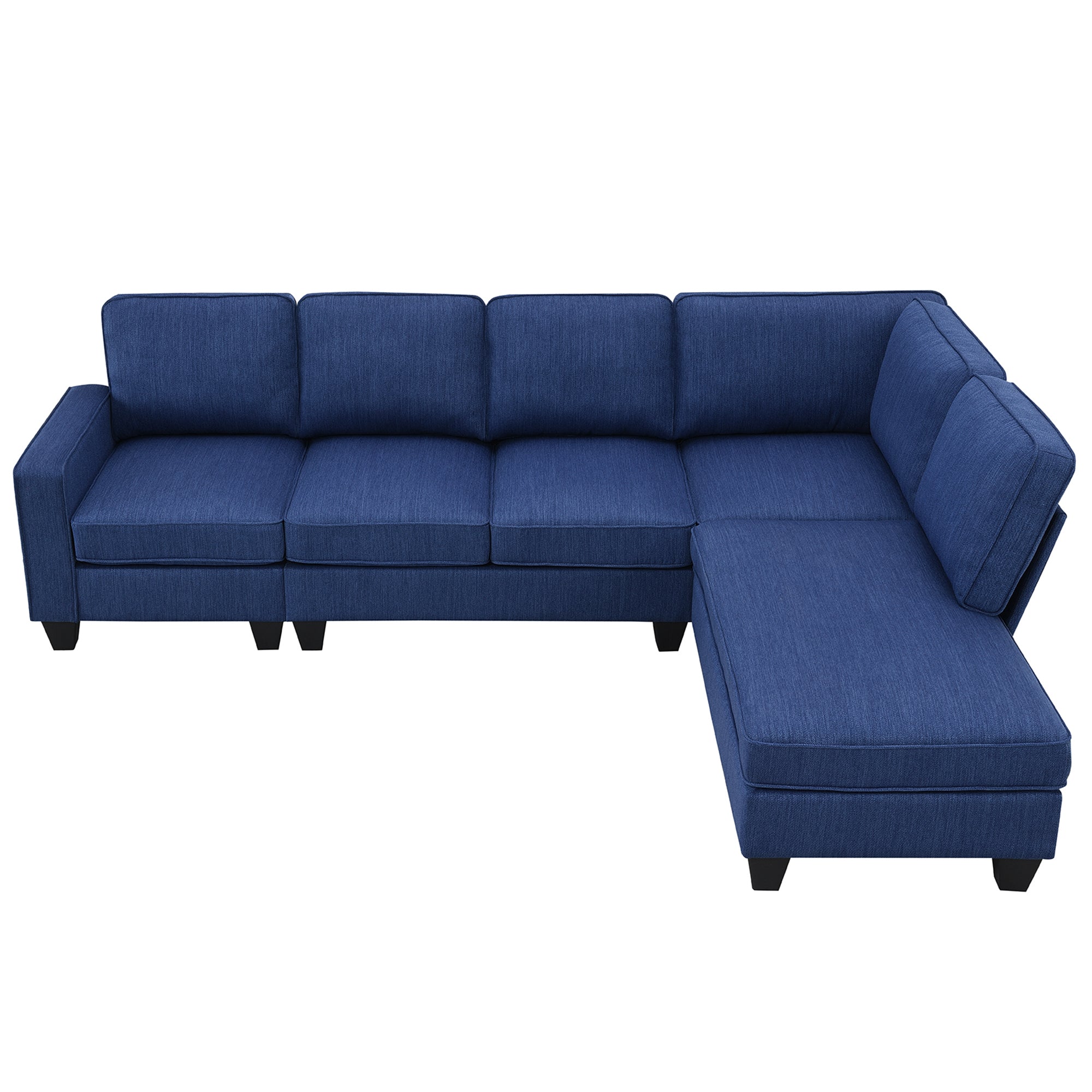 Vortex 7-seat Linen Fabric L-shaped Sectional Sofa - Blue