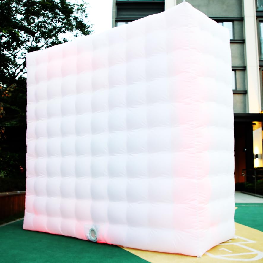 White Inflatable Photo Booth Wall with Led Lights(16 Colors Changing), Inflatable Tent(8.3x4x8.3 ft) Inner Air Blower for Parties Anniversary Events