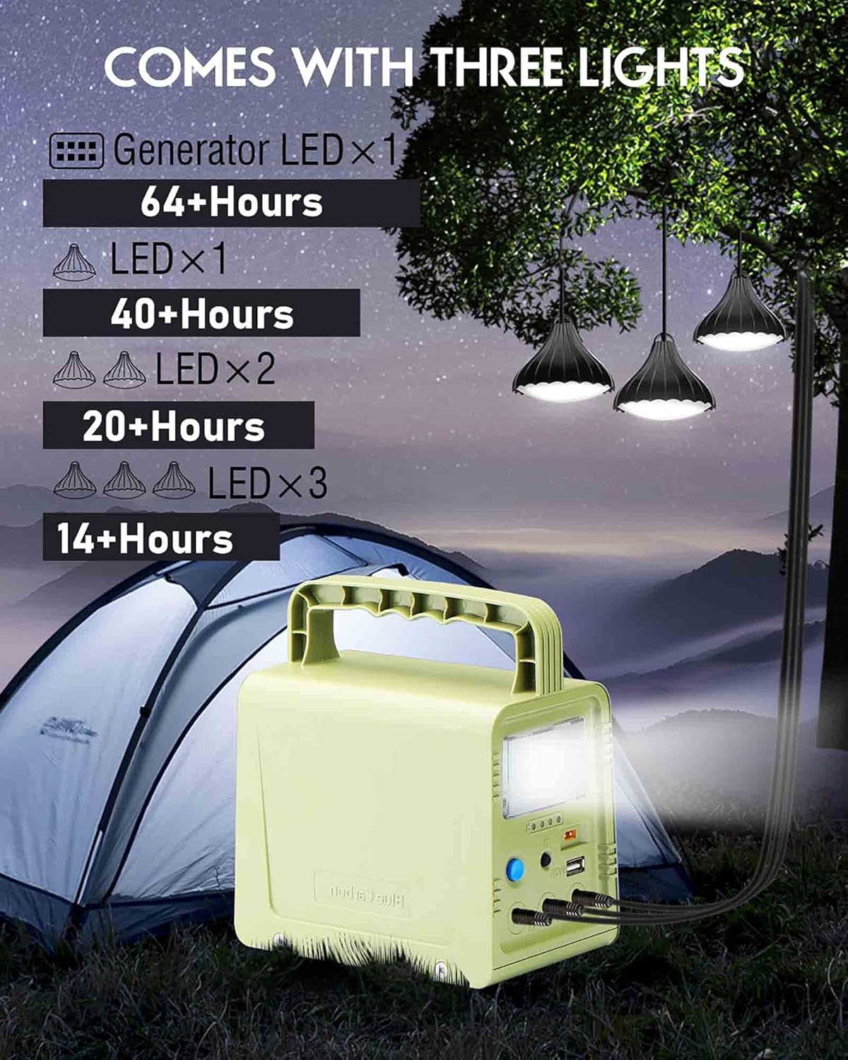 Portable Solar Generator, WAWUI 84Wh Portable Power Station with Solar Panel & Flashlights, USB DC Outlets, Solar Generator for Camping Pack of 2