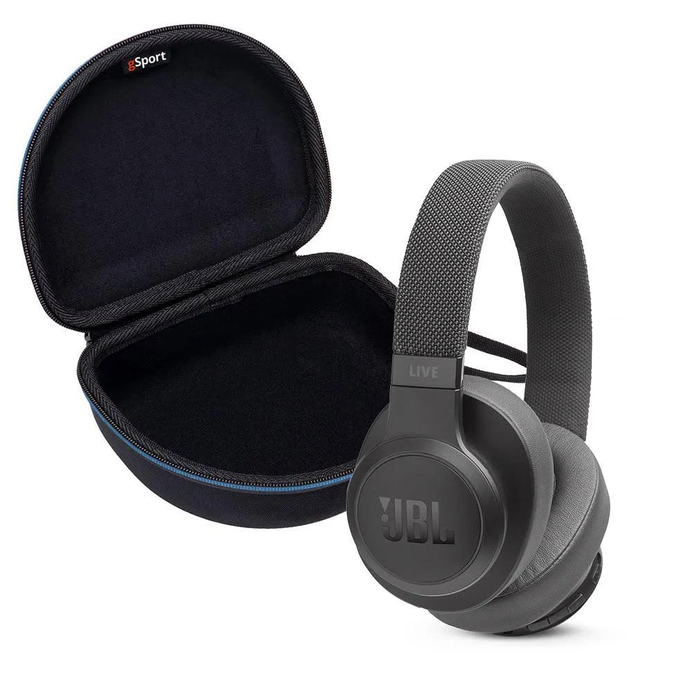 JBL Live 500BT Wireless Over-Ear Headphones with GSport Deluxe Hardshell Case, Black