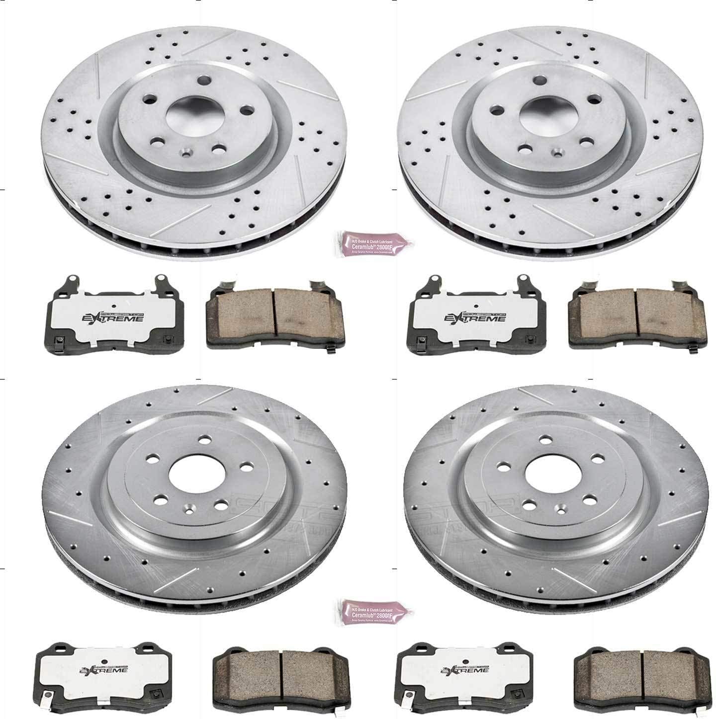 Power Stop K5603-26 Front and Rear Z26 Carbon Fiber Brake Pads with Drilled & Slotted Brake Rotors Kit