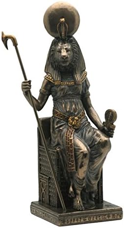 US 8.25 Inch Egyptian Sitting Sekhmet Cold Cast Bronze Sculpture Figurine