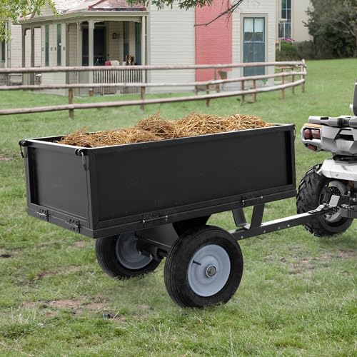 YINTATECH 500lbs Lawn Mower Trailer & ATV Dump Trailer - Heavy-Duty Tow Behind Dump Cart for Tractor, Mower, UTVs (Black)