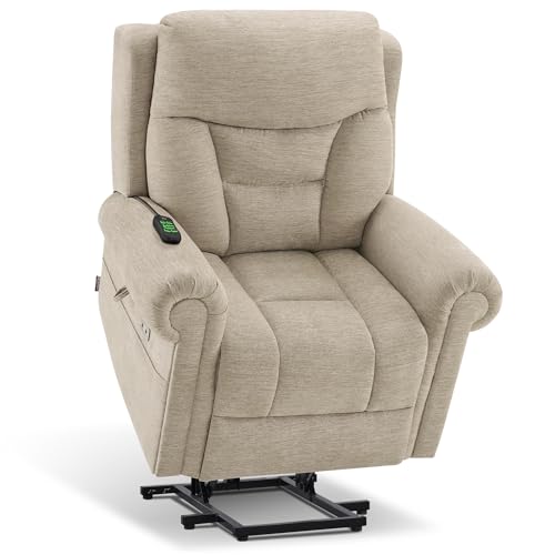 MCombo Triple Motor Power Lift Recliner Chair with Massage and Lumbar&seat Heating, Rolled Arms, Adjustable Headrest for Elderly People