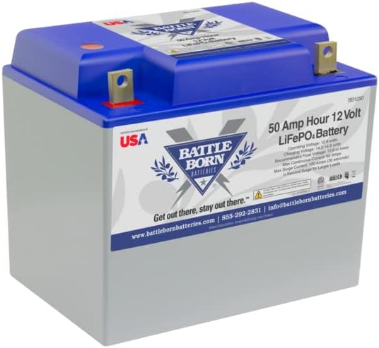 Battle Born 50 Ah 12V Group 24 LiFePO4 Deep Cycle Battery Perfect for RV/Camper, Marine, Overland/Van, and Off Grid Applications