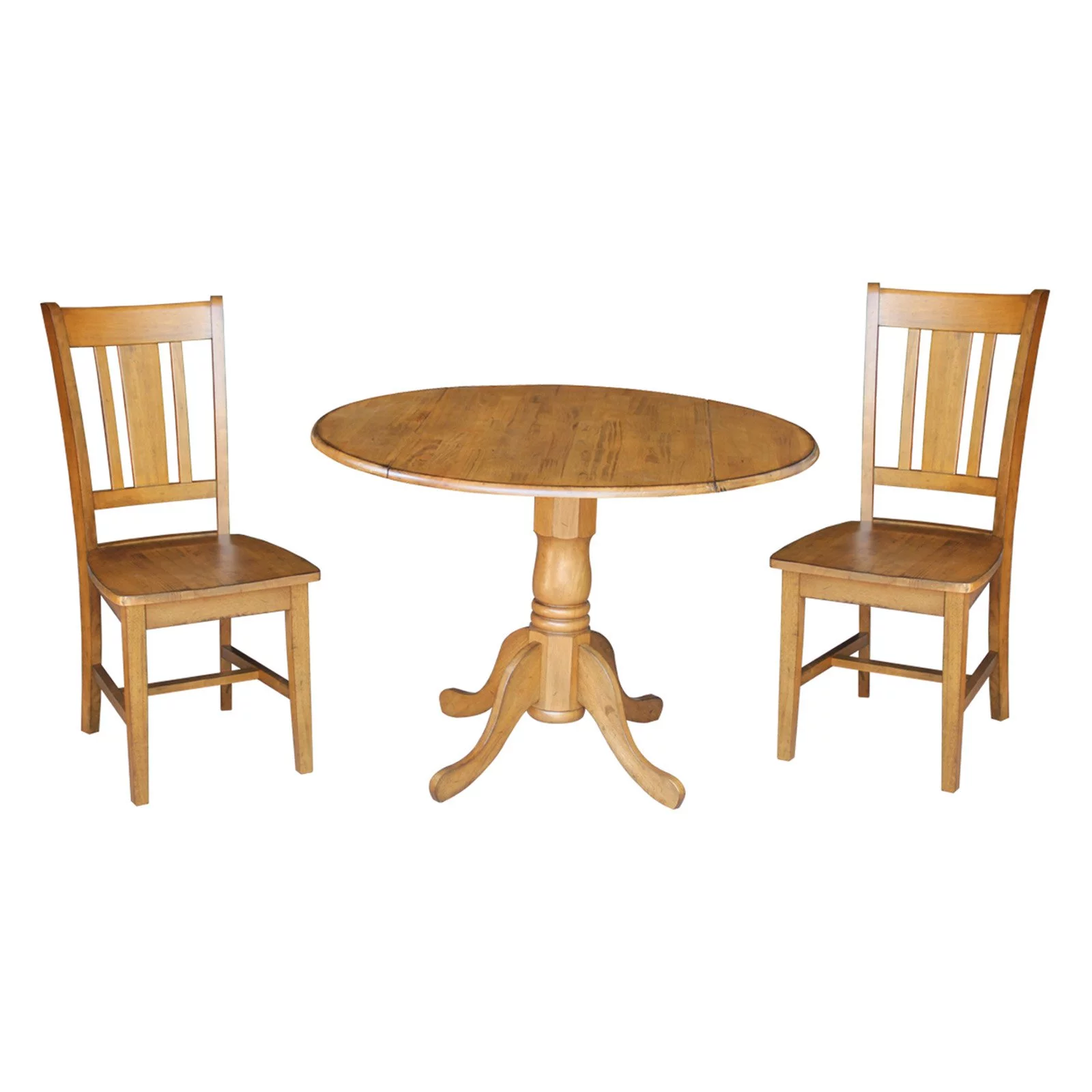 42" Dual Drop Leaf Table and 2 San Remo Chairs in Pecan - 3 Piece Set
