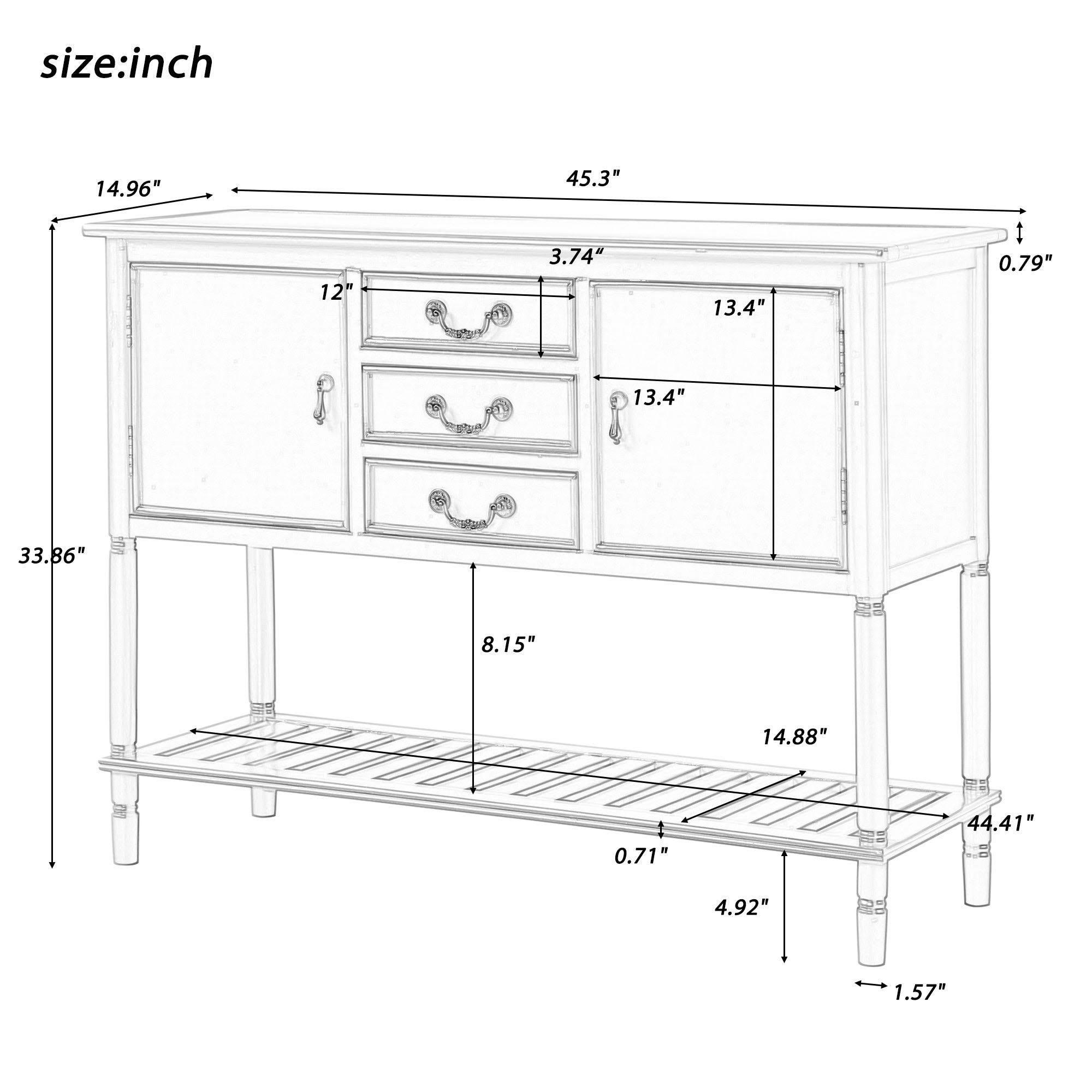 TiramisuBest Black 45-Inch Modern Solid Wood Console Table