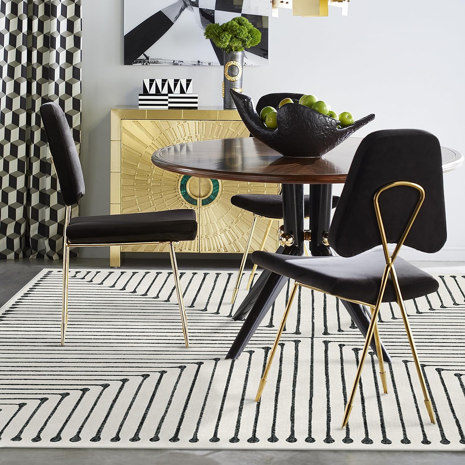 RUGGABLE x Jonathan Adler Washable Rugs 5x7 - Non Slip, Contemporary, Geometric Machine Washable Area Rug, Living Room, Bedroom, Dining Room