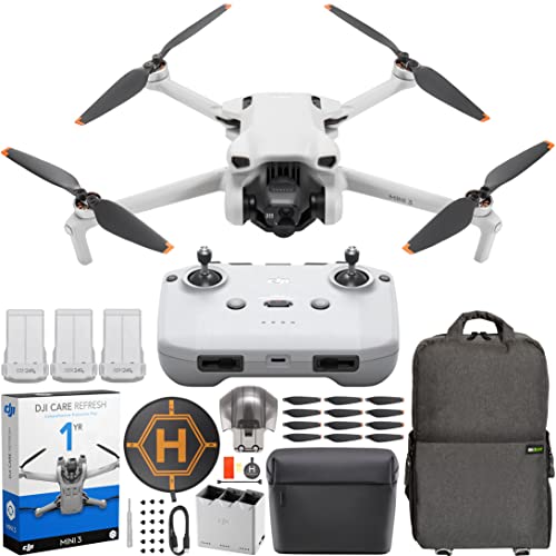 DJI Mini 3 Camera Drone Quadcopter with RC-N1 Remote Controller + Fly More Kit, 4K Video, True Vertical Shooting, Intelligent Modes