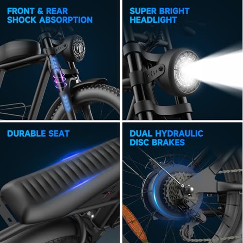 Retro Electric Bike for Adults,1000W-1600W(Peak Power) Electric Dirt Bike,35MPH 60Miles E Bikes Ridstar