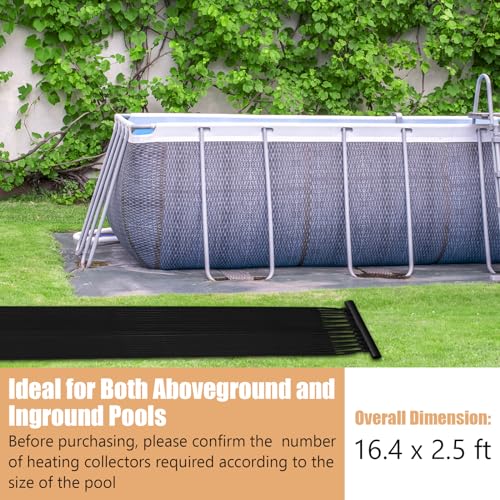 Goplus 2.5FT x 16.5FT Solar Pool Heater for Above Ground Pool Inground Pools, Swimming Pool Solar Panel Heating System