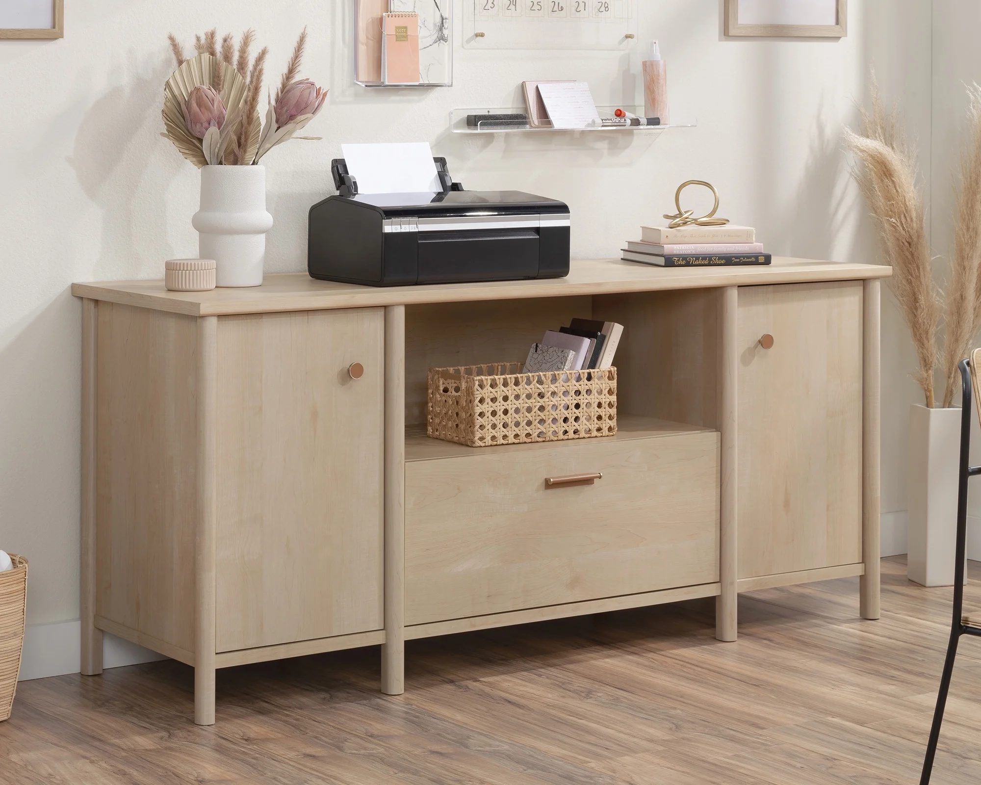 Sauder Whitaker Point Engineered Wood Credenza in Natural Maple Finish