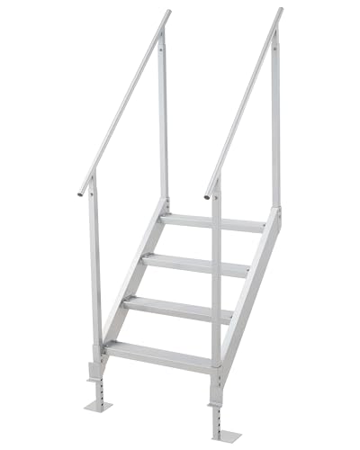 CO-Z 4 Step Dock Ladder, Pontoon Boat Ladder with 500lb Load, Height Adjustable Swim Ladder with Wide Step & Nonslip Tread