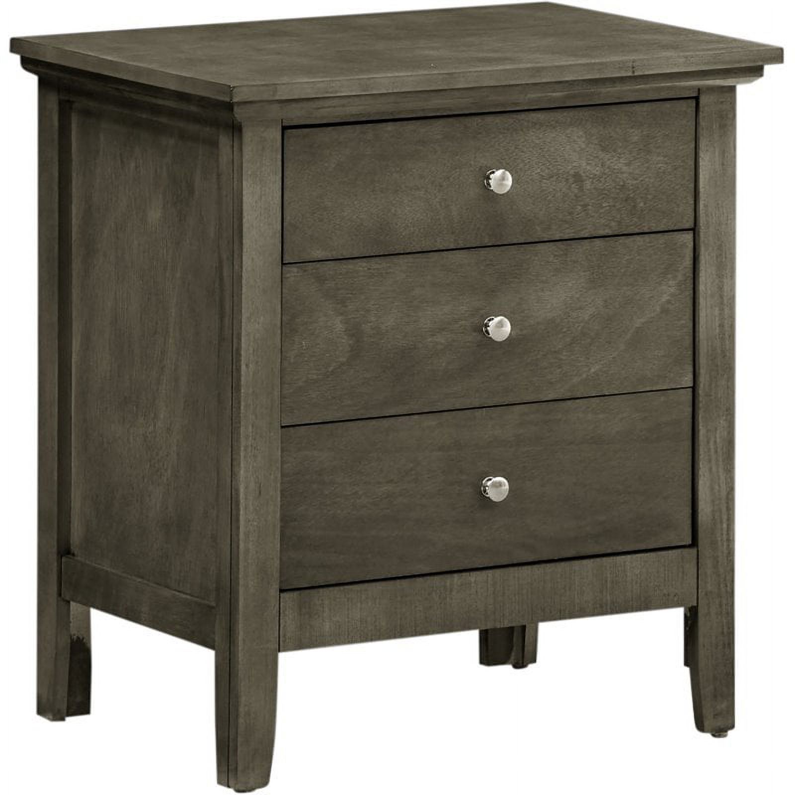 Home Square 3-Piece Set with King Bed 5-Drawer Chest and Nightstand in Gray