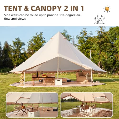 YOLENY Bell Ten 4/6/8/10 Person 4 Season, Yurt Tent Waterproof Glamping Tents w/Stove Jack for Family Camping Outdoor Party