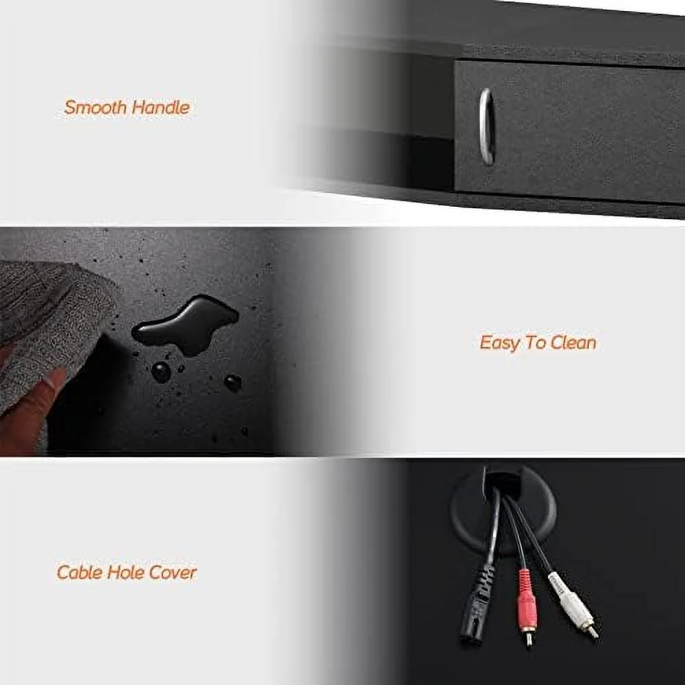 RUNFAYBIU Floating TV Stand Wall Mounted  with Colorful LED Lights  Wood Media Console Entertainment Center Under TV  Cabinet Hutch Desk  for Home