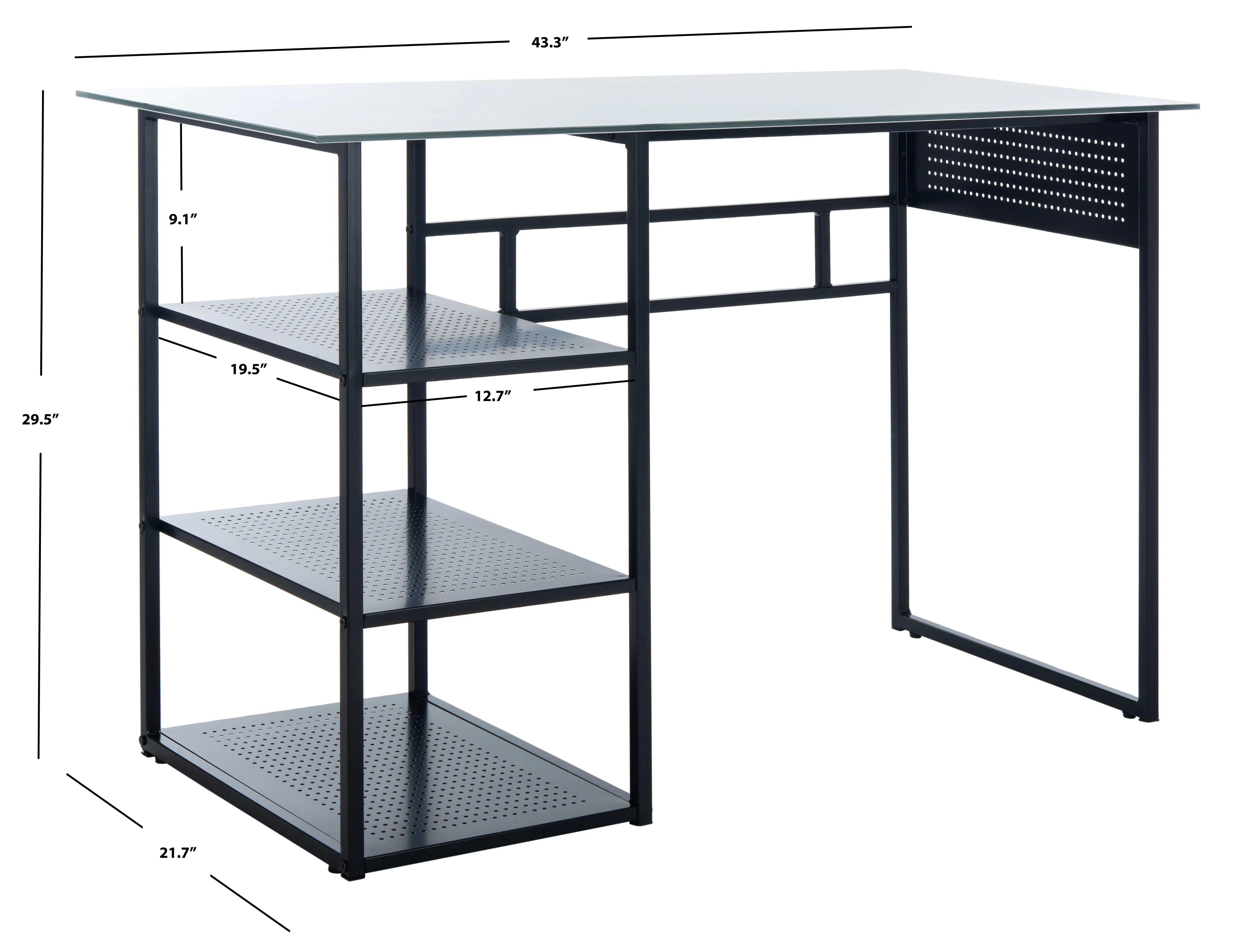 SAFAVIEH xyla White Marble Glass/Black Writing Desk (47.2 in. W x 21.7 in. D x 29.5 in. H)