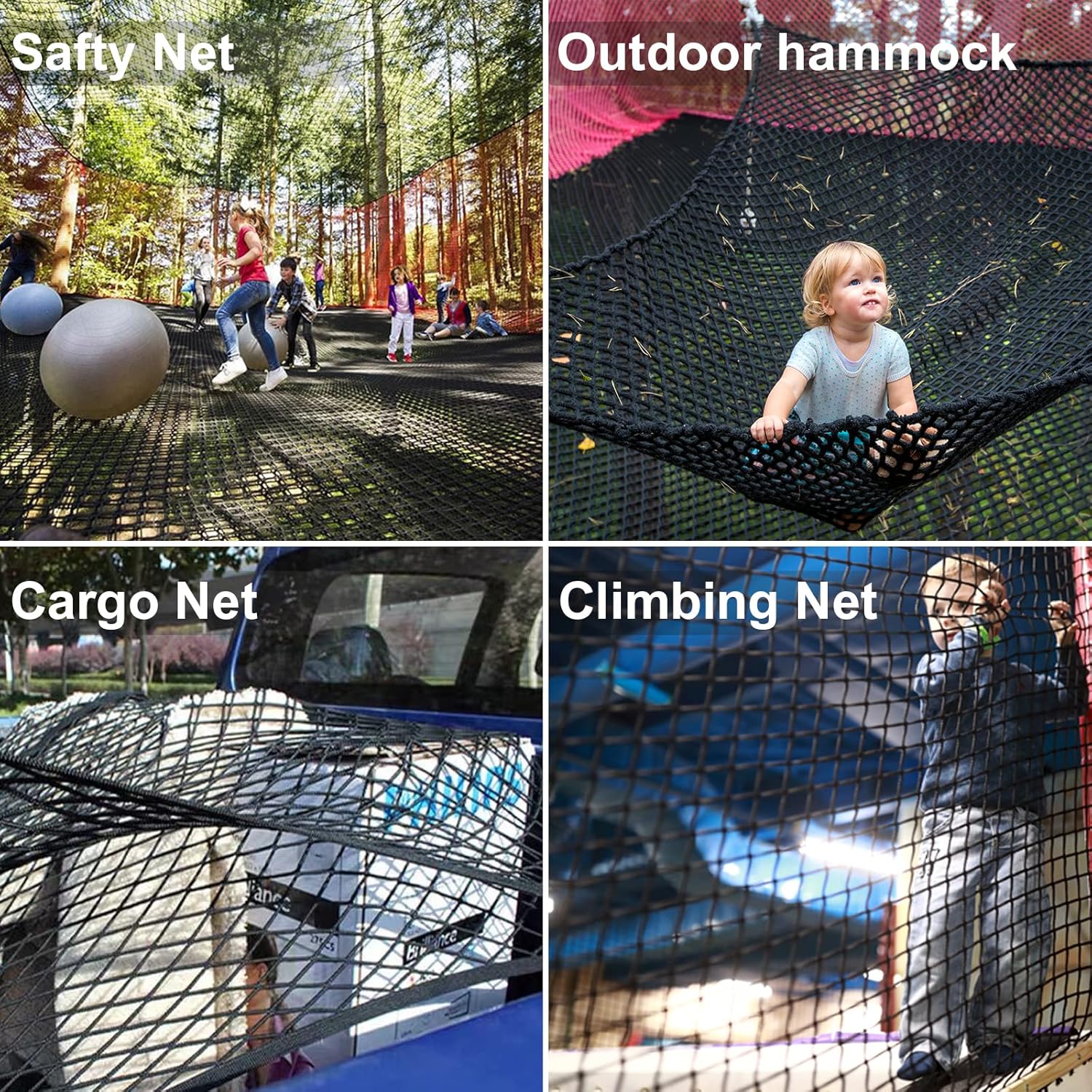 9.8 X 14.8FT Kids Playground Play Safety Net Outdoor Climbing Cargo Net Playground Sets Double Layers Backyard Net for Playground