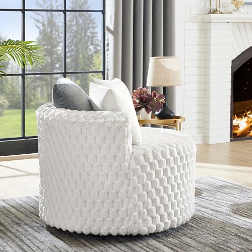 360 Swivel Accent Barrel Chair with Storage Ottoman & Headrest