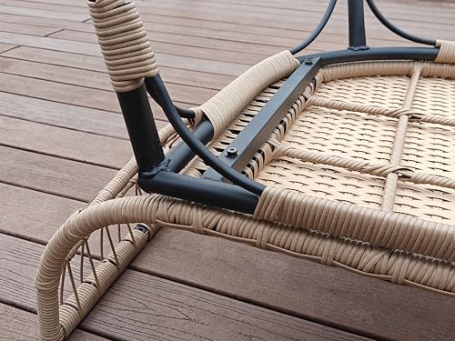 Oversize 360°Swivel Egg Chair Patio Rotating Rattan Egg Basket Lounge Chair, Wicker Egg-Shaped Chair w/Steel Frame Stand and 4 Cushions for Patio