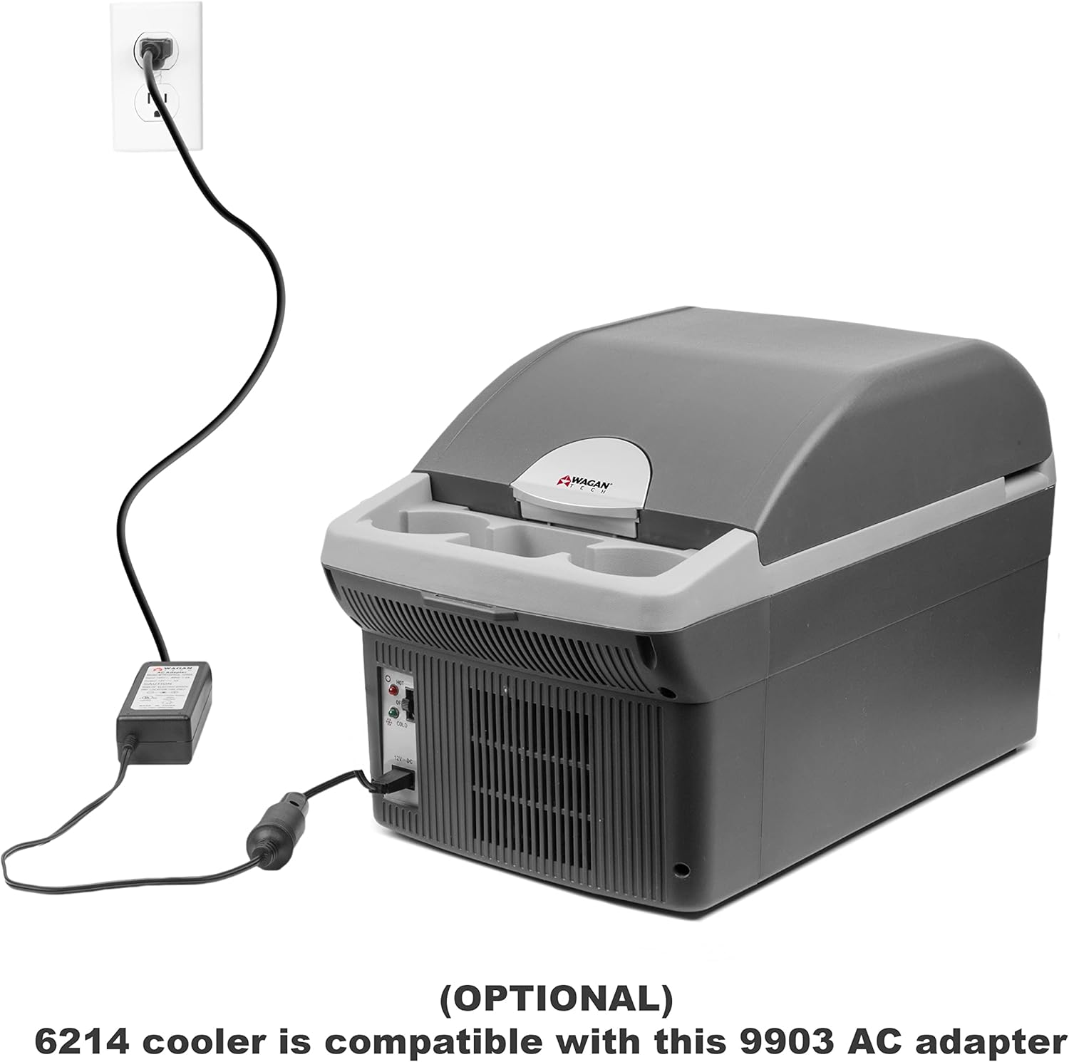 Wagan EL6214 12V Personal Thermoelectric Cooler/Warmer, 14 Liter Capacity, Portable Electric Car Cooler Warmer with 12/24V DC