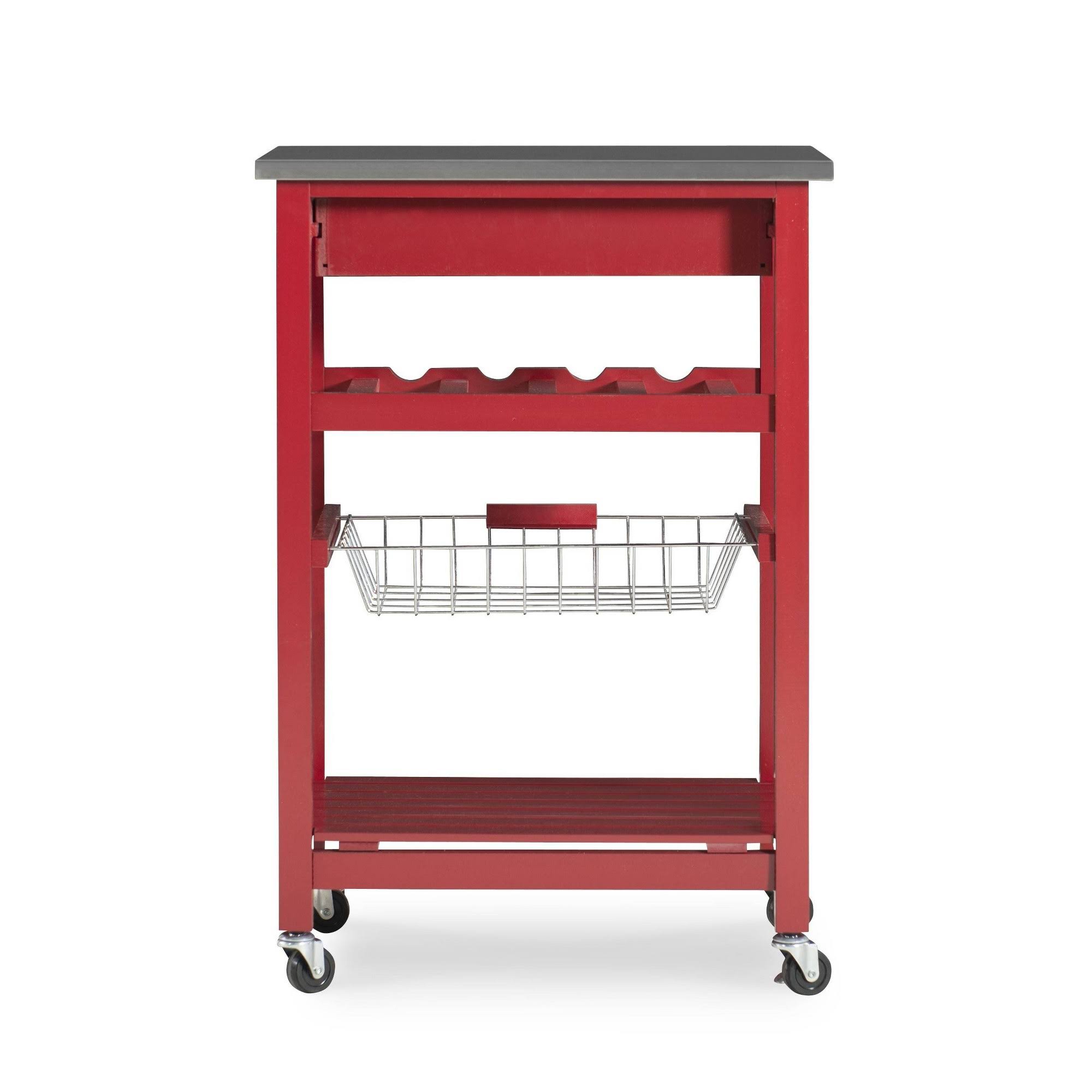 Linon Clarke Kitchen Bar Cart, Red