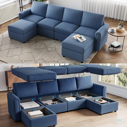 LINSY HOME Modular Sectional Sofa, Convertible U Shaped Sofa Couch with Storage, Memory Foam, Modular Sectionals with Ottomans
