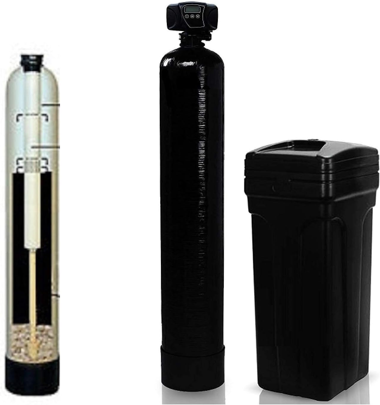 Premier WHS56K85948 Media Guard Well Softener + KDF 85 Whole House Water System | 32,000 Grain, 1 cu ft. Fine Mesh Iron Removal Resin, 9" x 48", Black