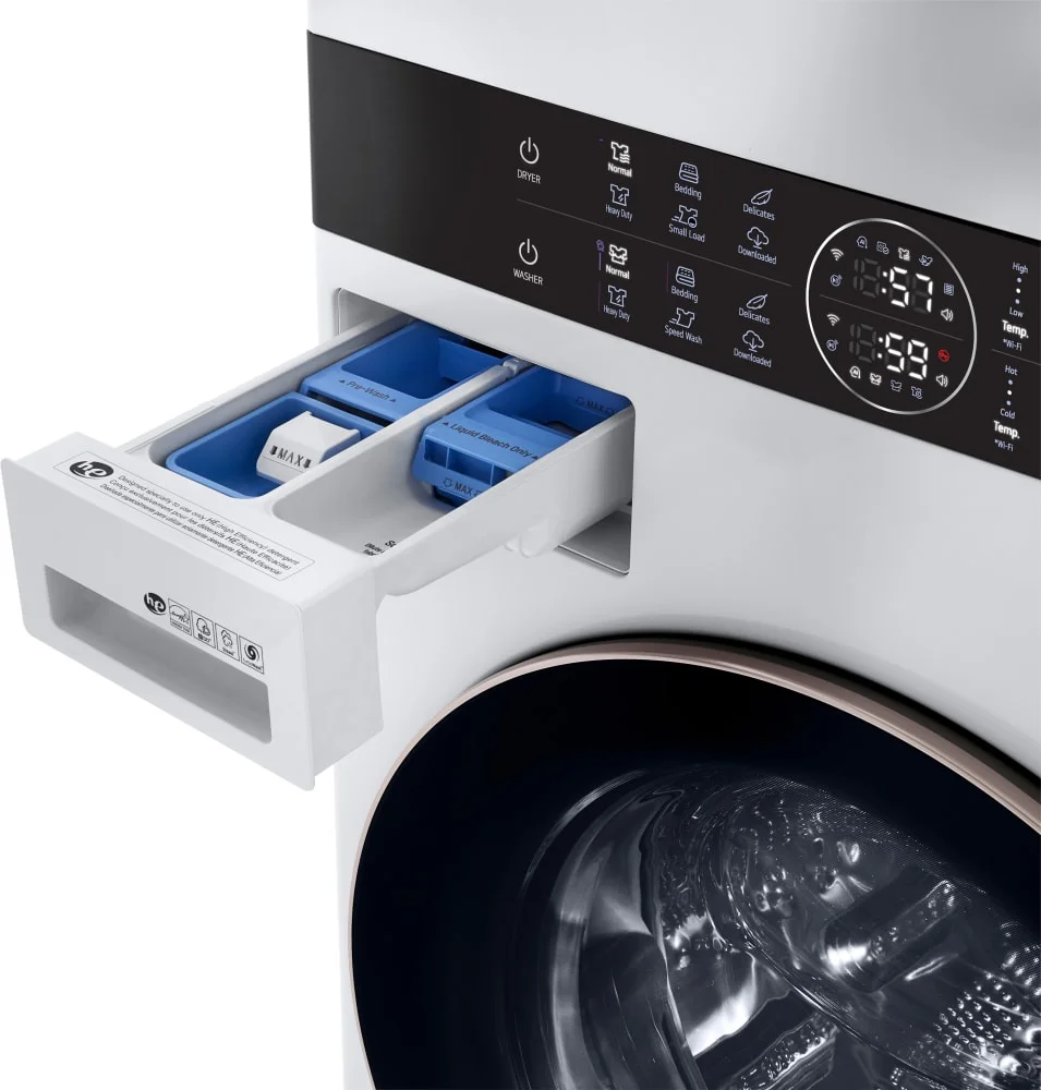 LG WKG101HWA Front Load White Stacked Unit with 4.5 cu. ft. Washer & 7.4 cu. ft. Dryer