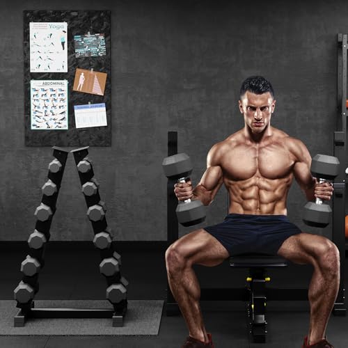 Premium Rubber Coated Hex Dumbbell Weight Set With Rack, Multiple Packages,210LB/350LB/450LB/550LB for Home Gym